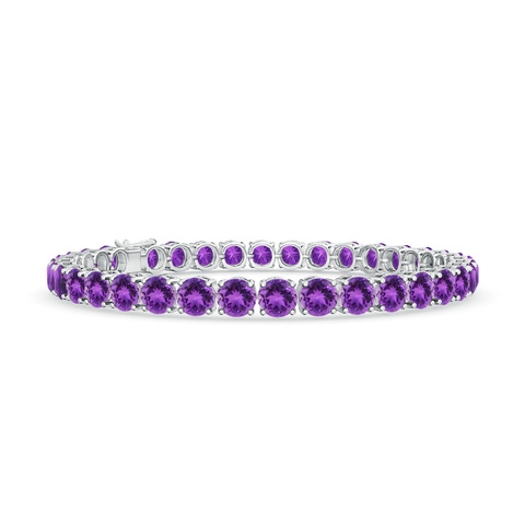 5mm AAA Classic Amethyst Linear Tennis Bracelet in S999 Silver