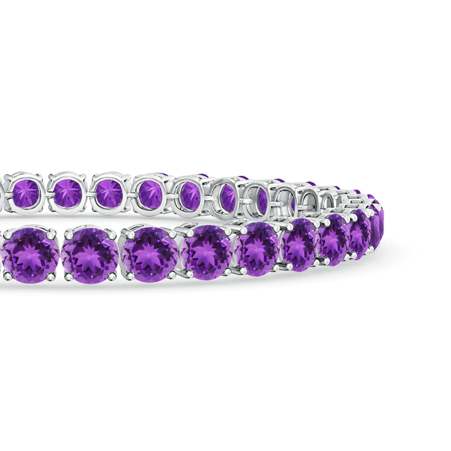 5mm AAA Classic Amethyst Linear Tennis Bracelet in S999 Silver - side 1