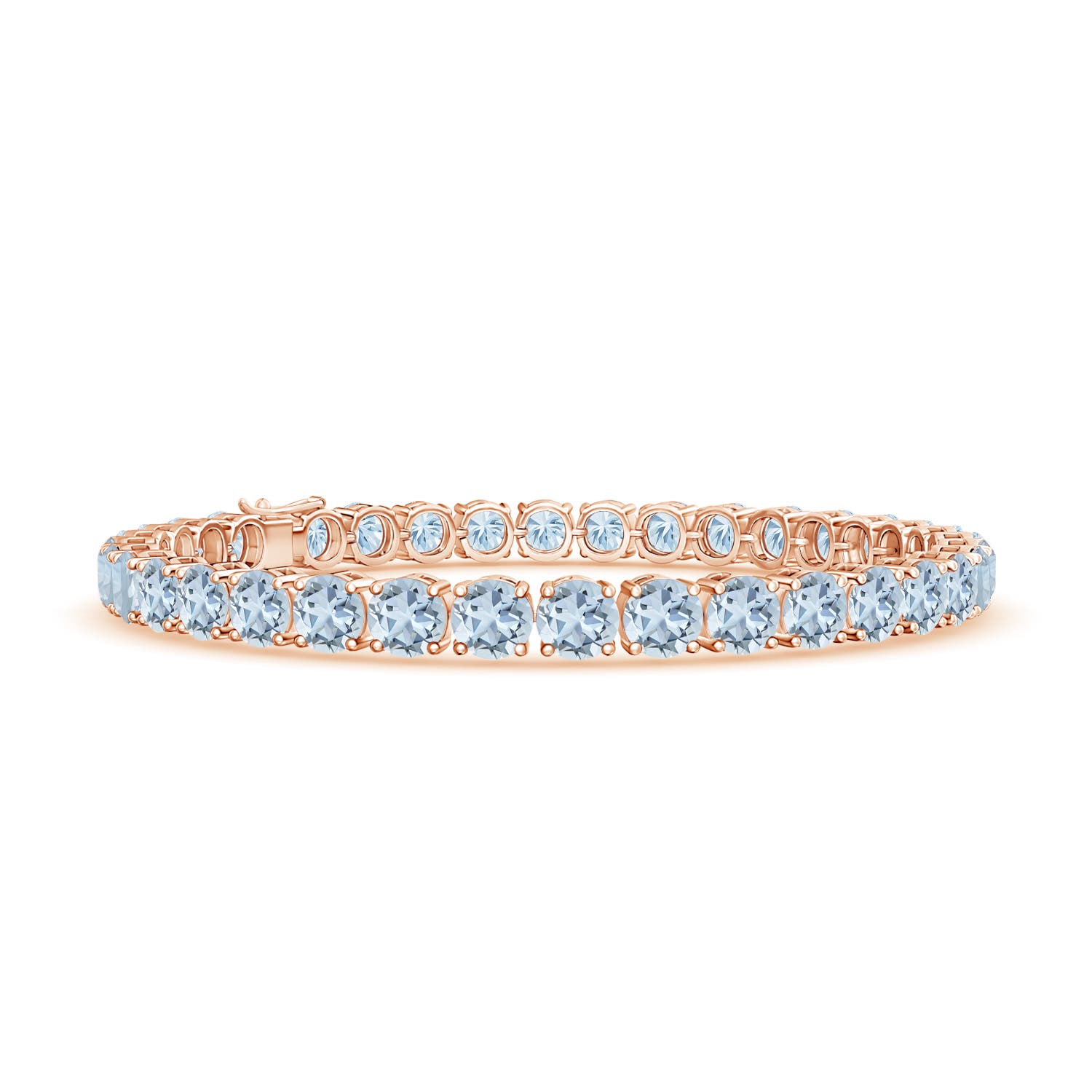 5mm A Classic Aquamarine Linear Tennis Bracelet in 18CT Rose Gold