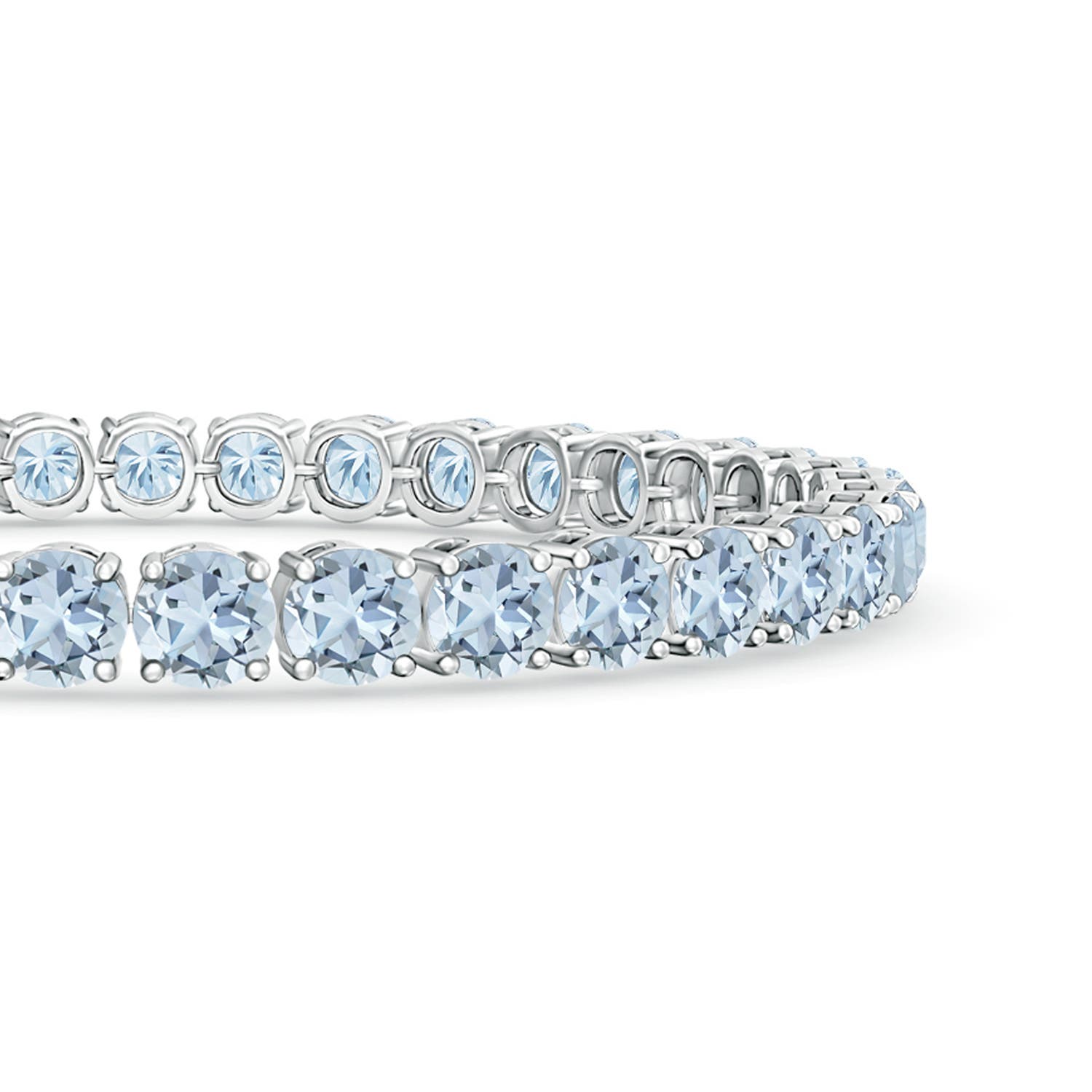5mm A Classic Aquamarine Linear Tennis Bracelet in S999 Silver