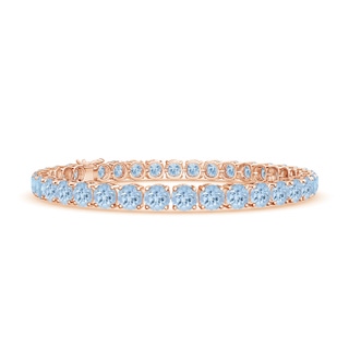 5mm AA Classic Aquamarine Linear Tennis Bracelet in Rose Gold