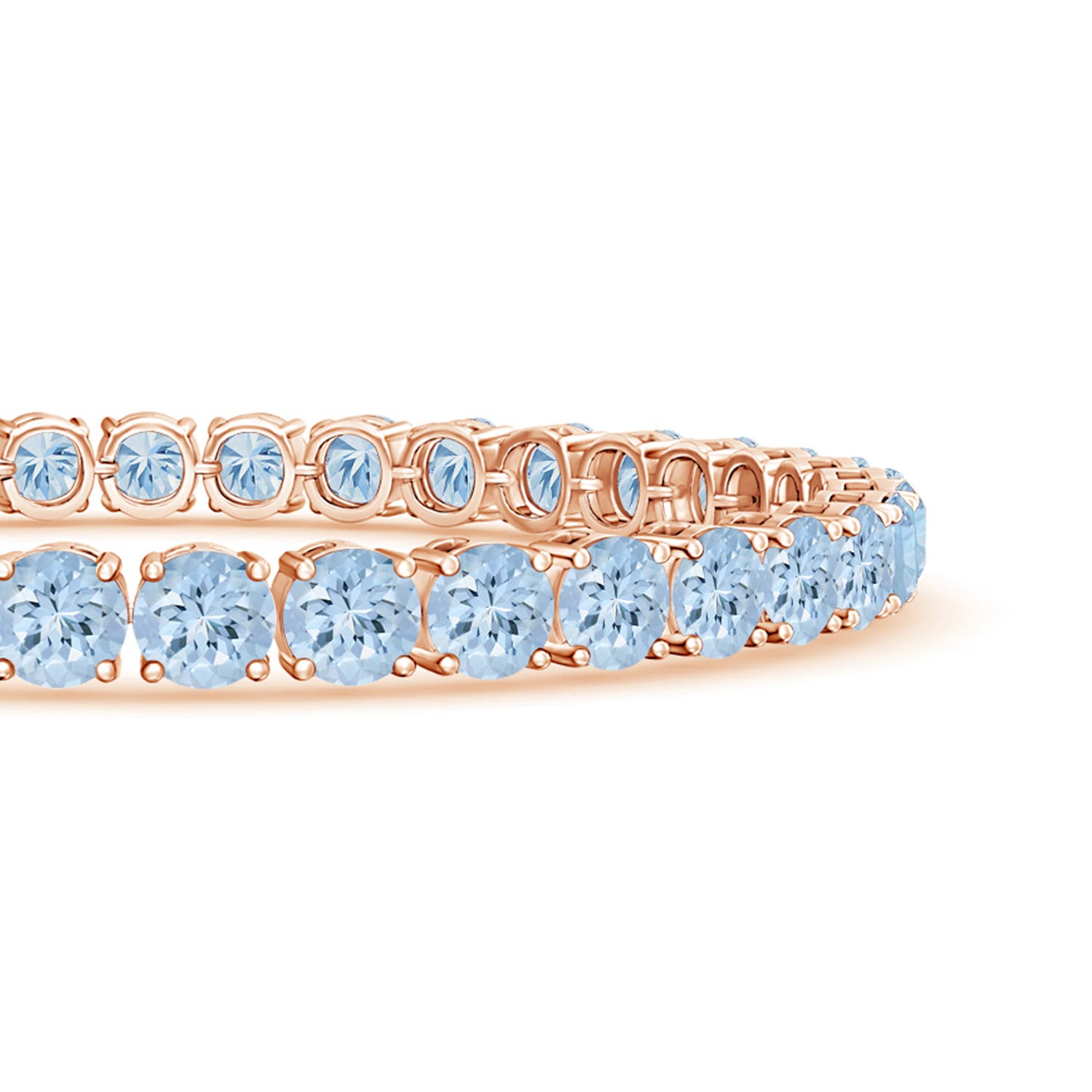 5mm AA Classic Aquamarine Linear Tennis Bracelet in Rose Gold