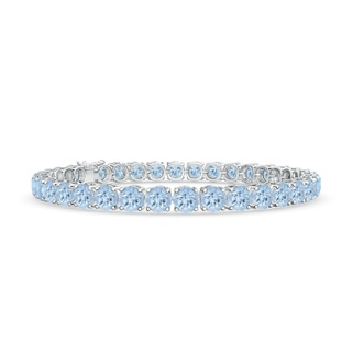 5mm AA Classic Aquamarine Linear Tennis Bracelet in S999 Silver