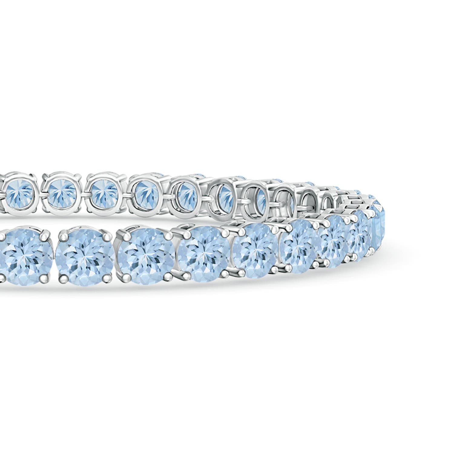 5mm AA Classic Aquamarine Linear Tennis Bracelet in S999 Silver