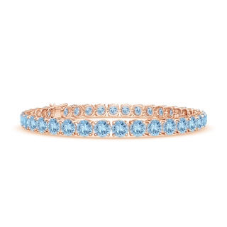 5mm AAA Classic Aquamarine Linear Tennis Bracelet in 18K Rose Gold