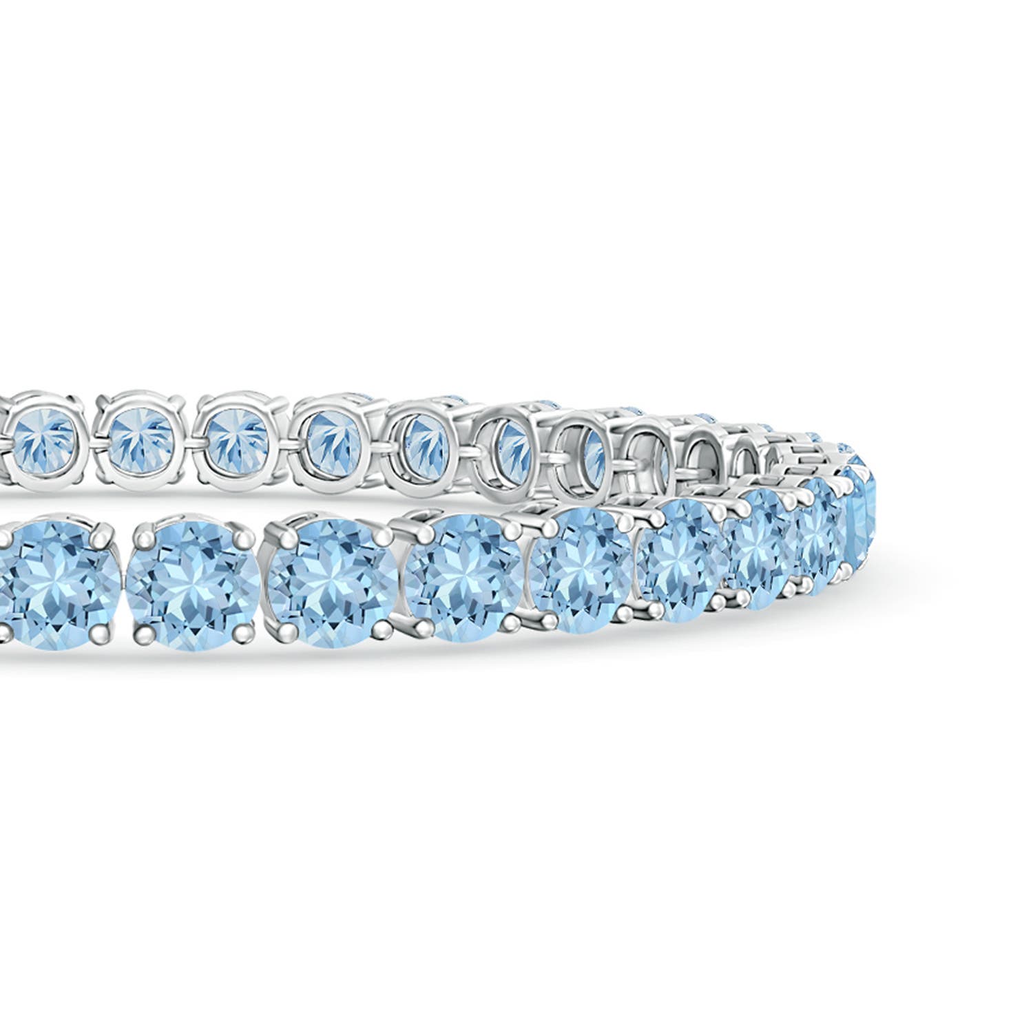 5mm AAA Classic Aquamarine Linear Tennis Bracelet in S999 Silver