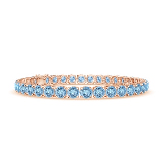 5mm AAAA Classic Aquamarine Linear Tennis Bracelet in 10K Rose Gold