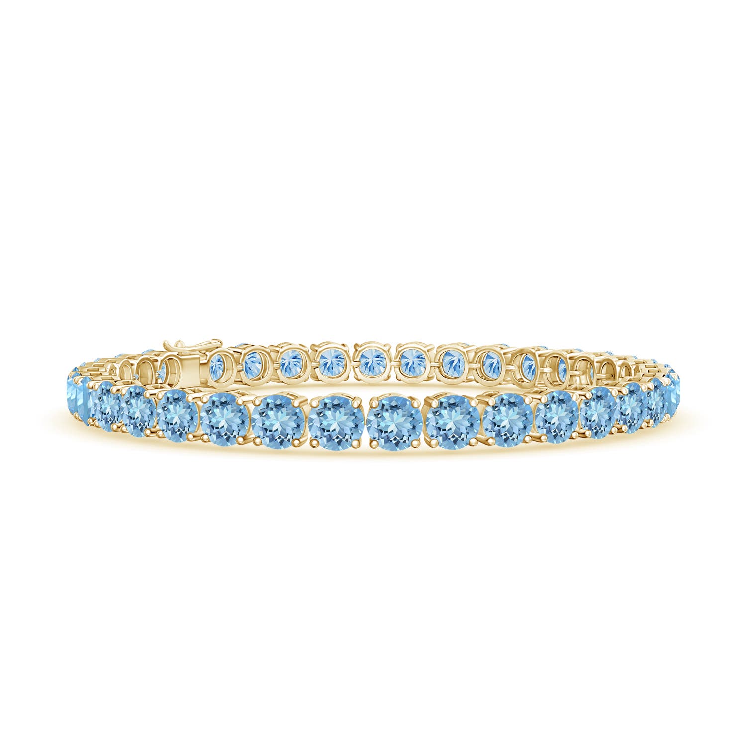 5mm AAAA Classic Aquamarine Linear Tennis Bracelet in 18CT Yellow Gold