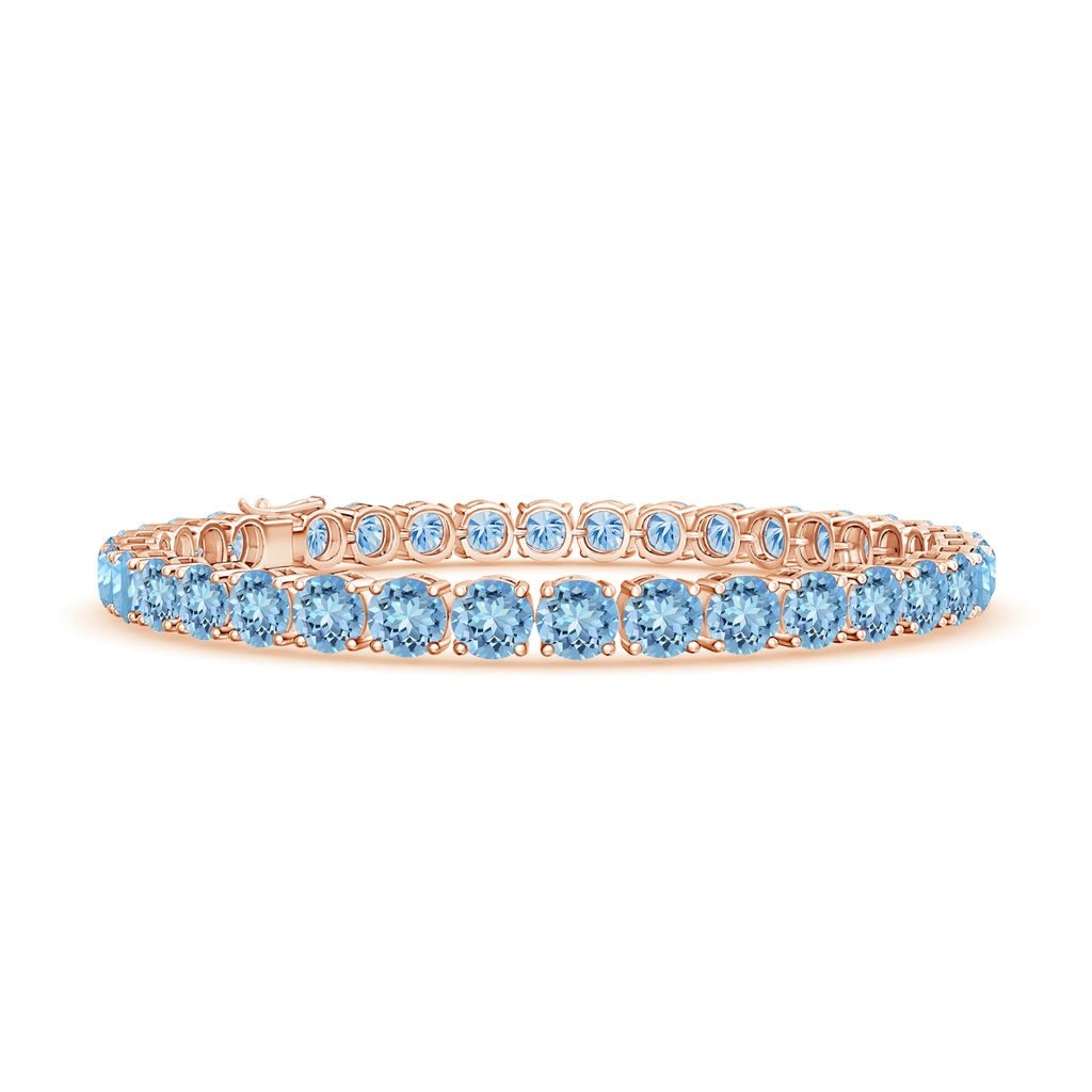 5mm AAAA Classic Aquamarine Linear Tennis Bracelet in Rose Gold