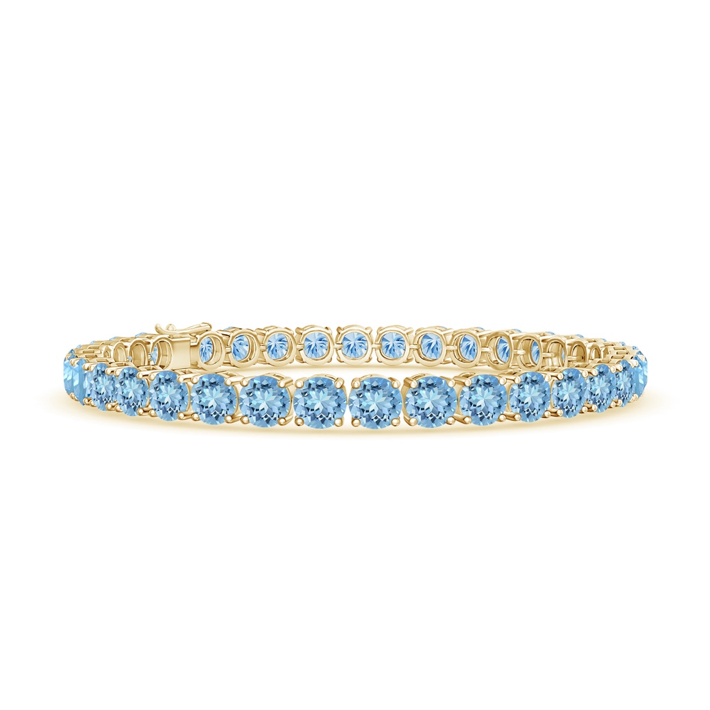 5mm AAAA Classic Aquamarine Linear Tennis Bracelet in Yellow Gold