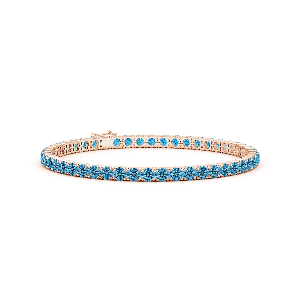 3.5mm AAAA Classic Fancy Intense Blue Diamond Linear Tennis Bracelet in Rose Gold