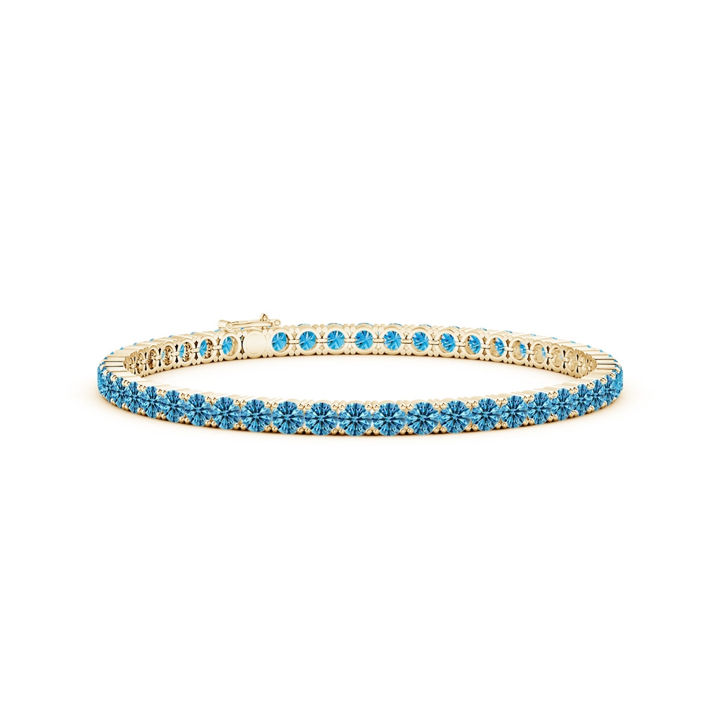 3.5mm AAAA Classic Fancy Intense Blue Diamond Linear Tennis Bracelet in Yellow Gold