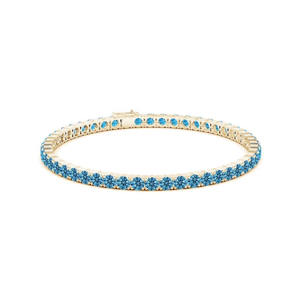 3.5mm AAAA Classic Fancy Intense Blue Diamond Linear Tennis Bracelet in Yellow Gold - side 199