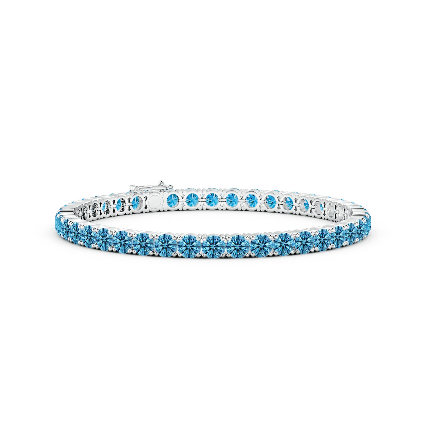 Angara 9.66 CTW Classic Fancy Intense Blue Diamond Linear Tennis Bracelet in 18K White Gold