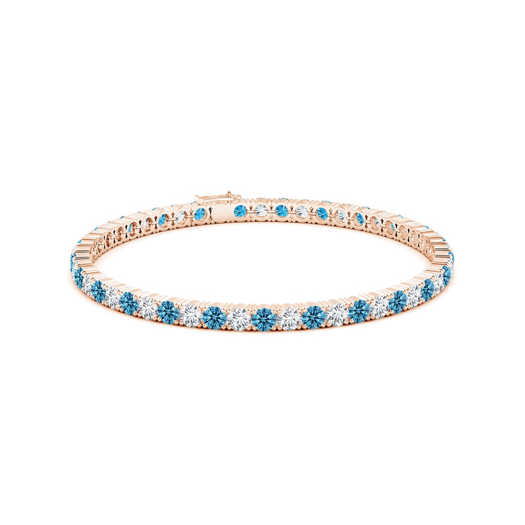 3.5mm AAAA Classic Fancy Intense Blue and White Diamond Linear Tennis Bracelet in Rose Gold - side 199