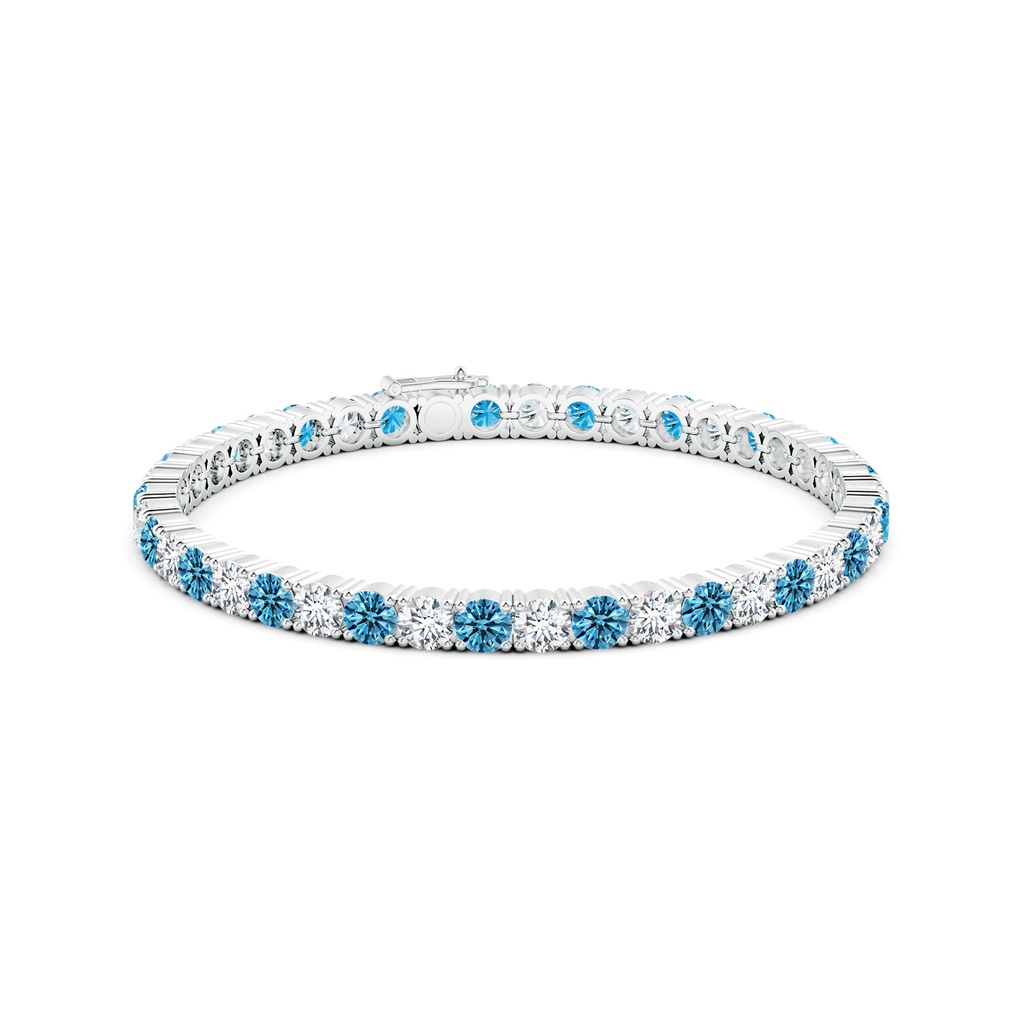 4mm AAAA Classic Fancy Intense Blue and White Diamond Linear Tennis Bracelet in White Gold - side 199