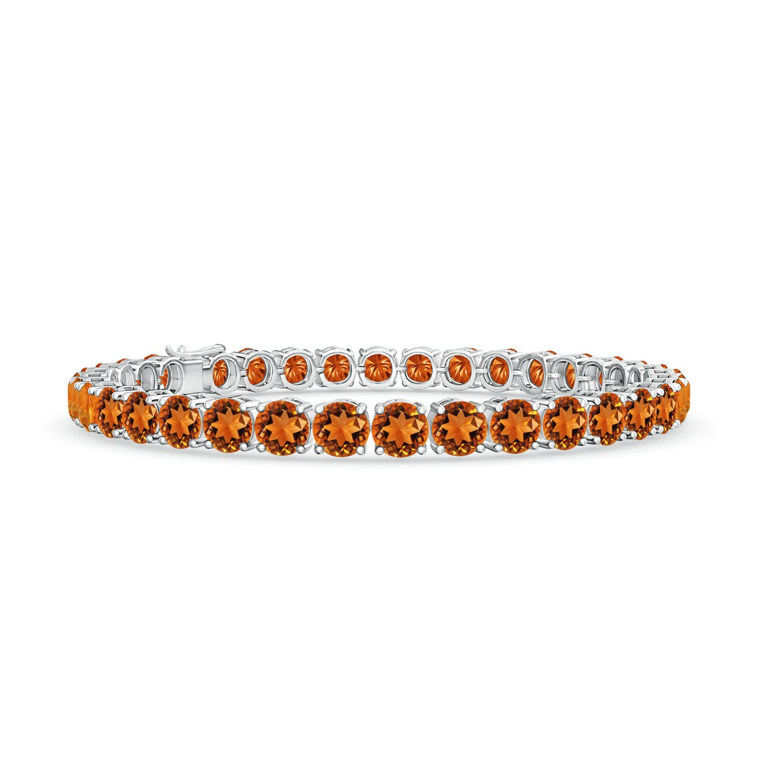 5mm AAAA Classic Citrine Linear Tennis Bracelet in 18K White Gold