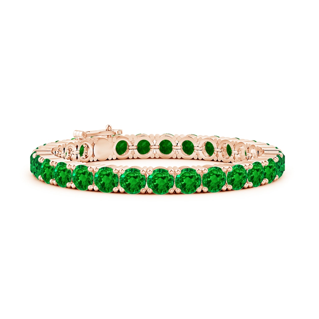6mm AAAA Classic Emerald Linear Tennis Bracelet in Rose Gold