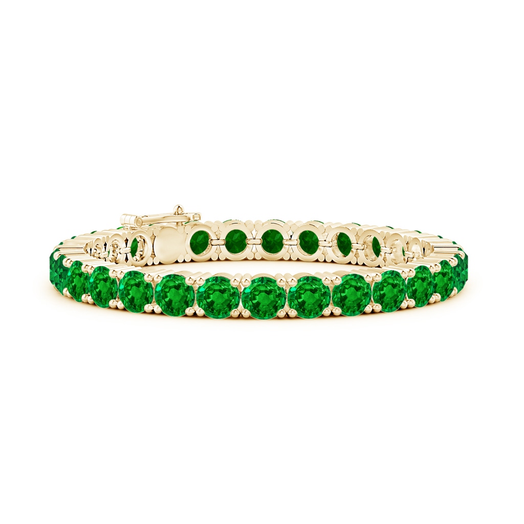 6mm AAAA Classic Emerald Linear Tennis Bracelet in Yellow Gold