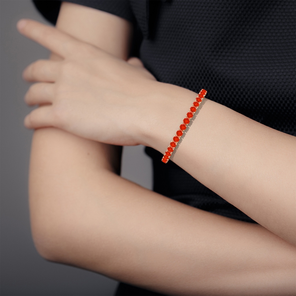 5mm AAAA Classic Fire Opal Linear Tennis Bracelet in Rose Gold - body_bra