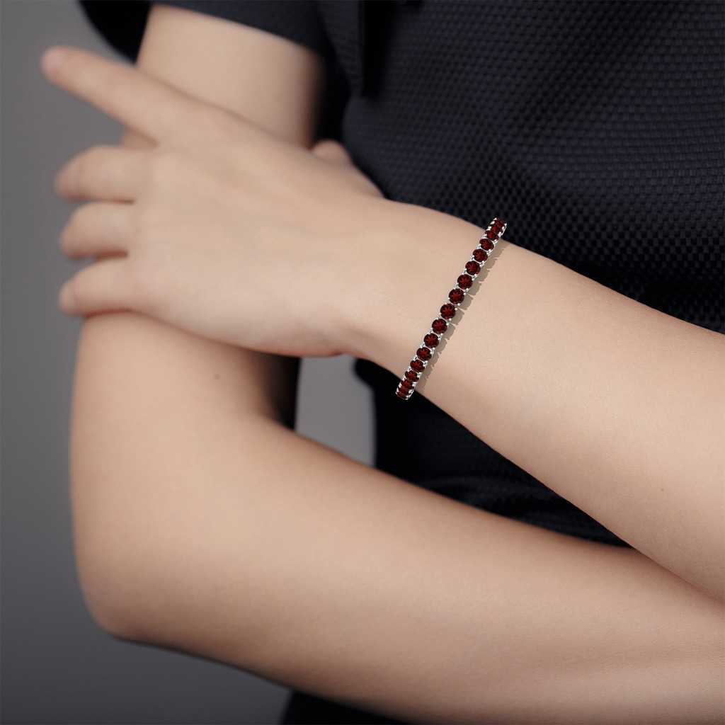 5mm AAA Classic Garnet Linear Tennis Bracelet in S999 Silver Body-Bra