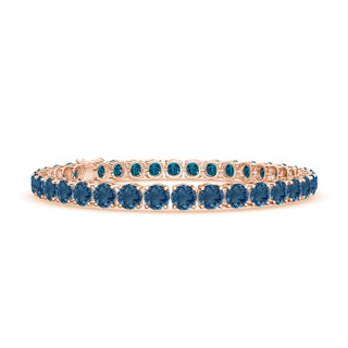 5mm AA Classic London Blue Topaz Linear Tennis Bracelet in Rose Gold