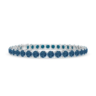 5mm AA Classic London Blue Topaz Linear Tennis Bracelet in S999 Silver