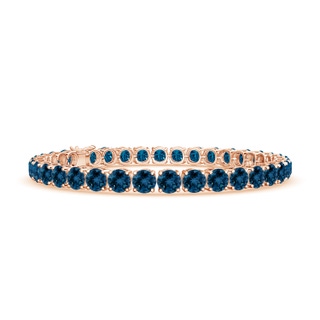 5mm AAA Classic London Blue Topaz Linear Tennis Bracelet in Rose Gold