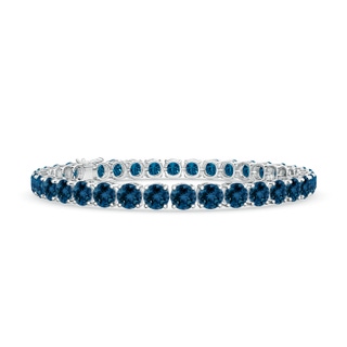 5mm AAA Classic London Blue Topaz Linear Tennis Bracelet in S999 Silver