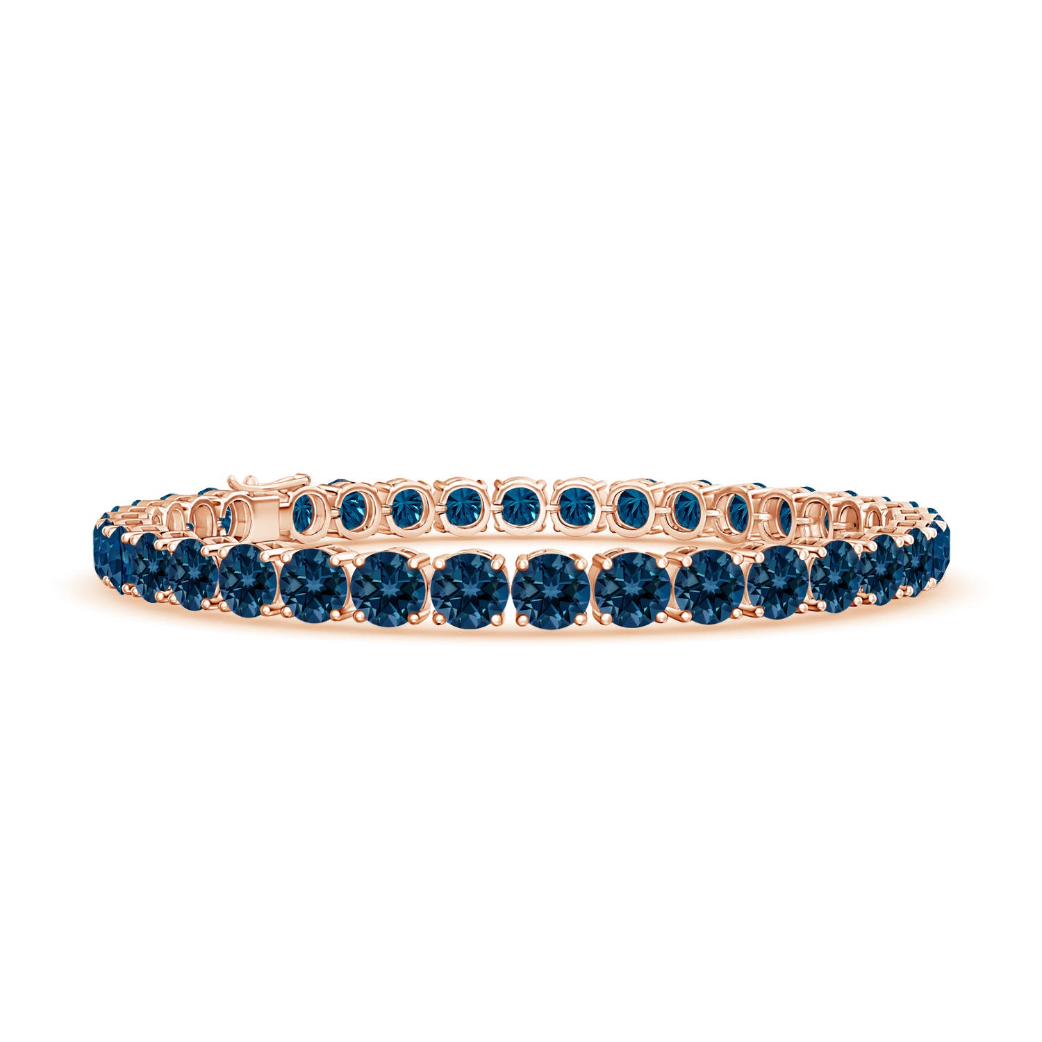5mm AAAA Classic London Blue Topaz Linear Tennis Bracelet in 18K Rose Gold