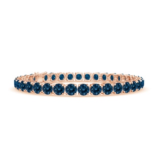 5mm AAAA Classic London Blue Topaz Linear Tennis Bracelet in Rose Gold