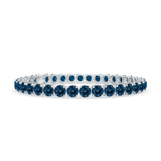 5mm AAAA Classic London Blue Topaz Linear Tennis Bracelet in S999 Silver