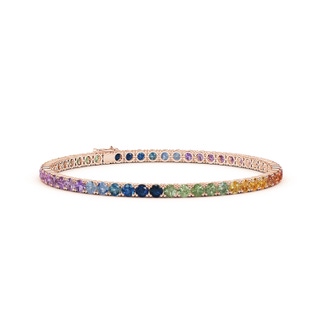 3mm AAA Spectra Prong-Set Round Multi-Sapphire Tennis Bracelet in 9K Rose Gold