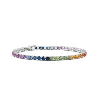 3mm AAA Spectra Prong-Set Round Multi-Sapphire Tennis Bracelet in White Gold