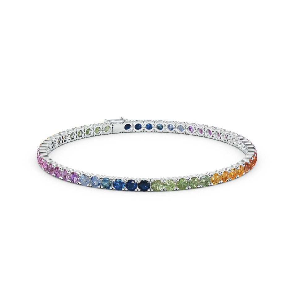 3mm AAA Spectra Prong-Set Round Multi-Sapphire Tennis Bracelet in White Gold side-1