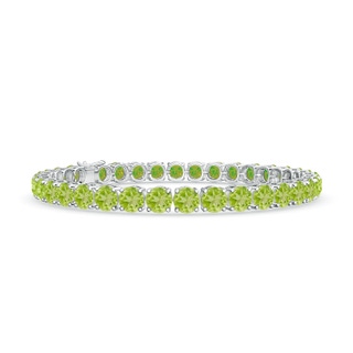 5mm AA Classic Peridot Linear Tennis Bracelet in S999 Silver