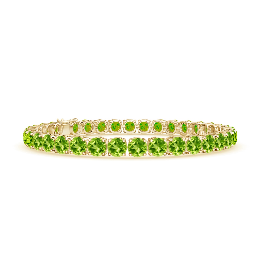 5mm AAA Classic Peridot Linear Tennis Bracelet in Yellow Gold