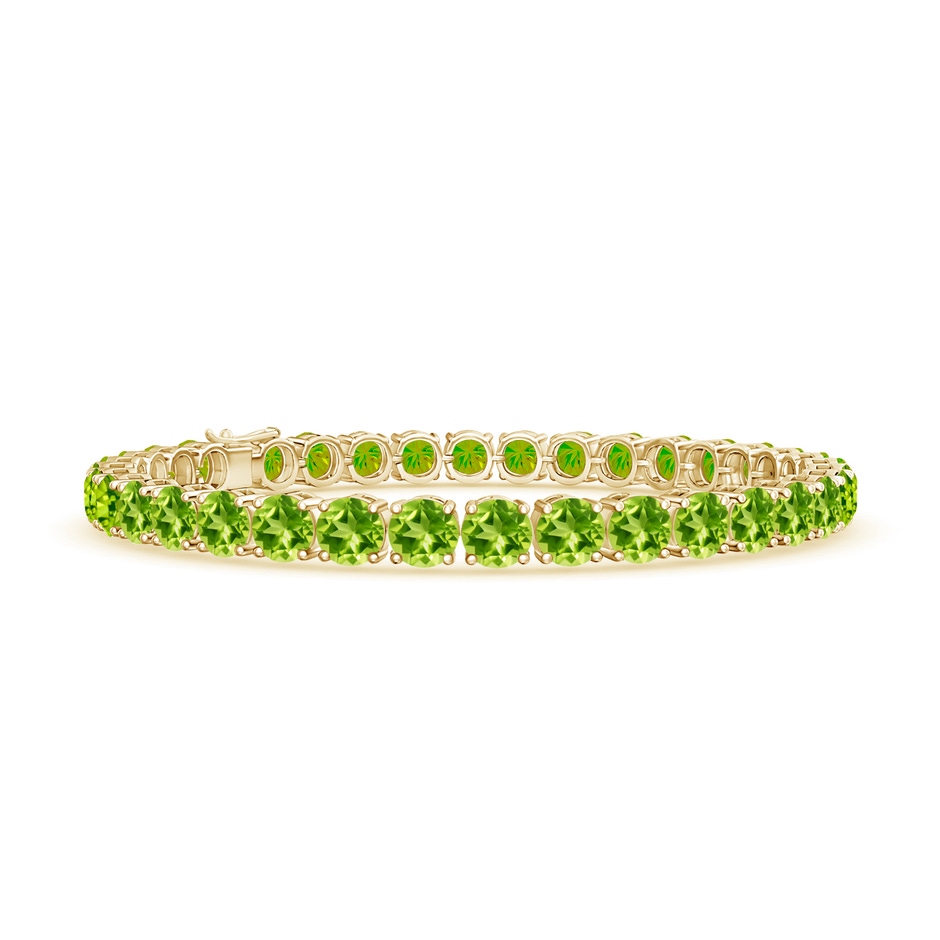 5mm AAA Classic Peridot Linear Tennis Bracelet in Yellow Gold 