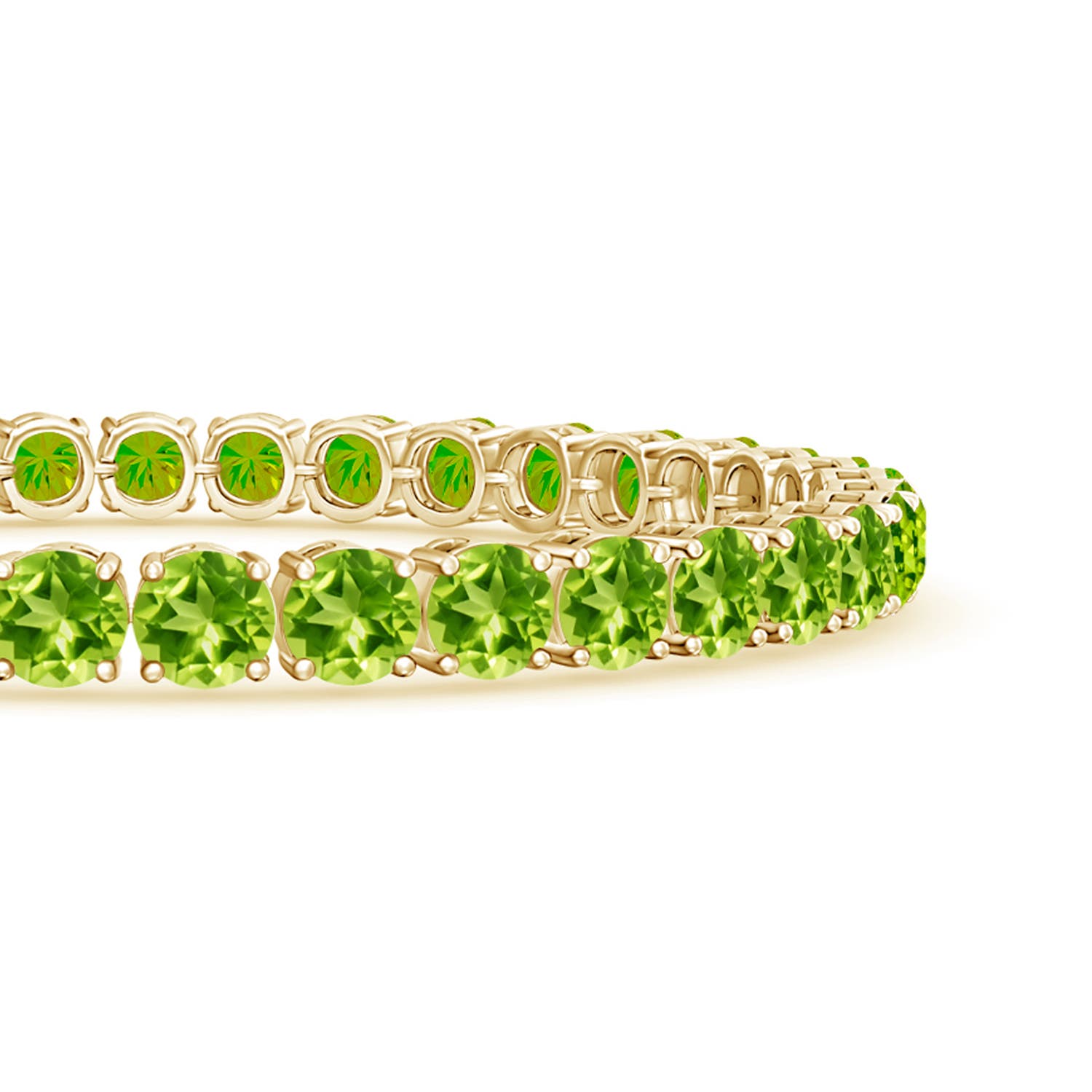 5mm AAA Classic Peridot Linear Tennis Bracelet in Yellow Gold - side 2