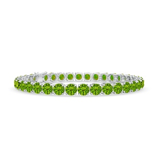 5mm AAAA Classic Peridot Linear Tennis Bracelet in S999 Silver