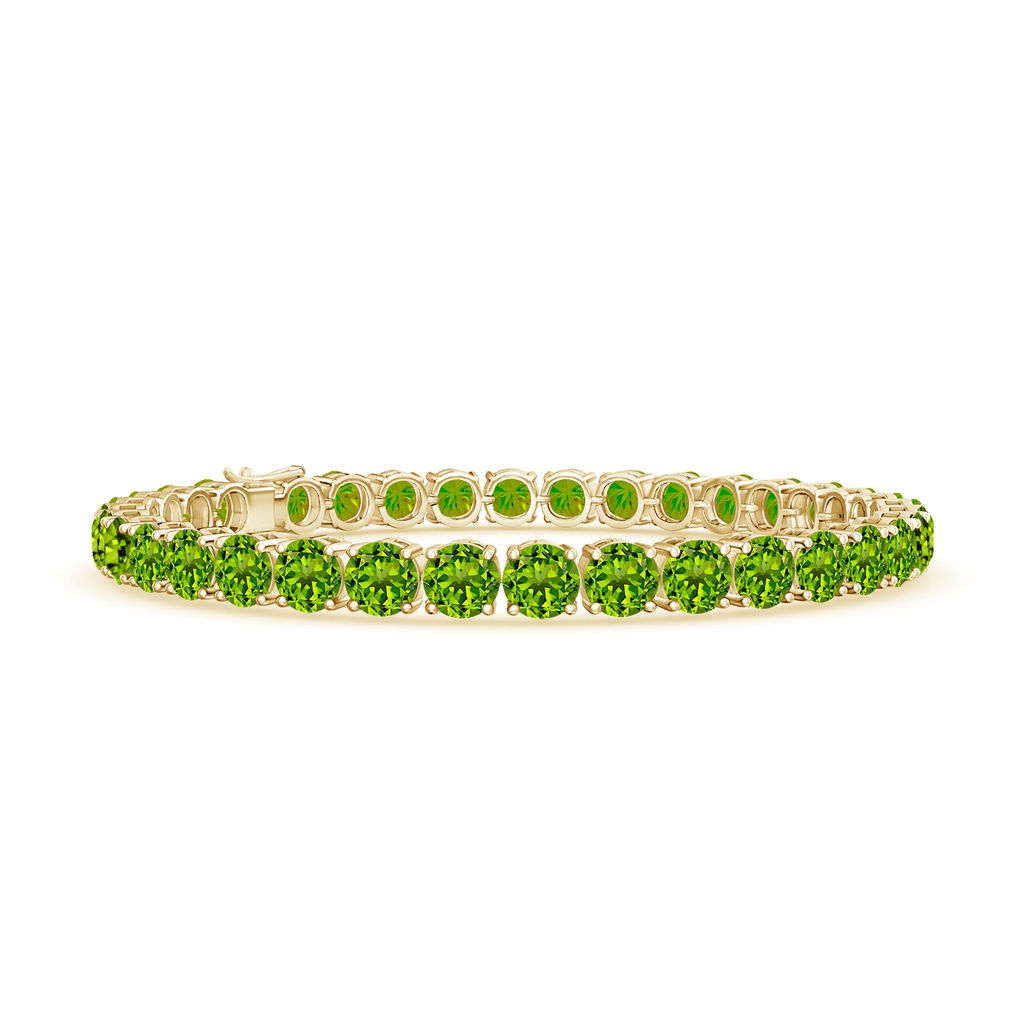 5mm AAAA Classic Peridot Linear Tennis Bracelet in Yellow Gold