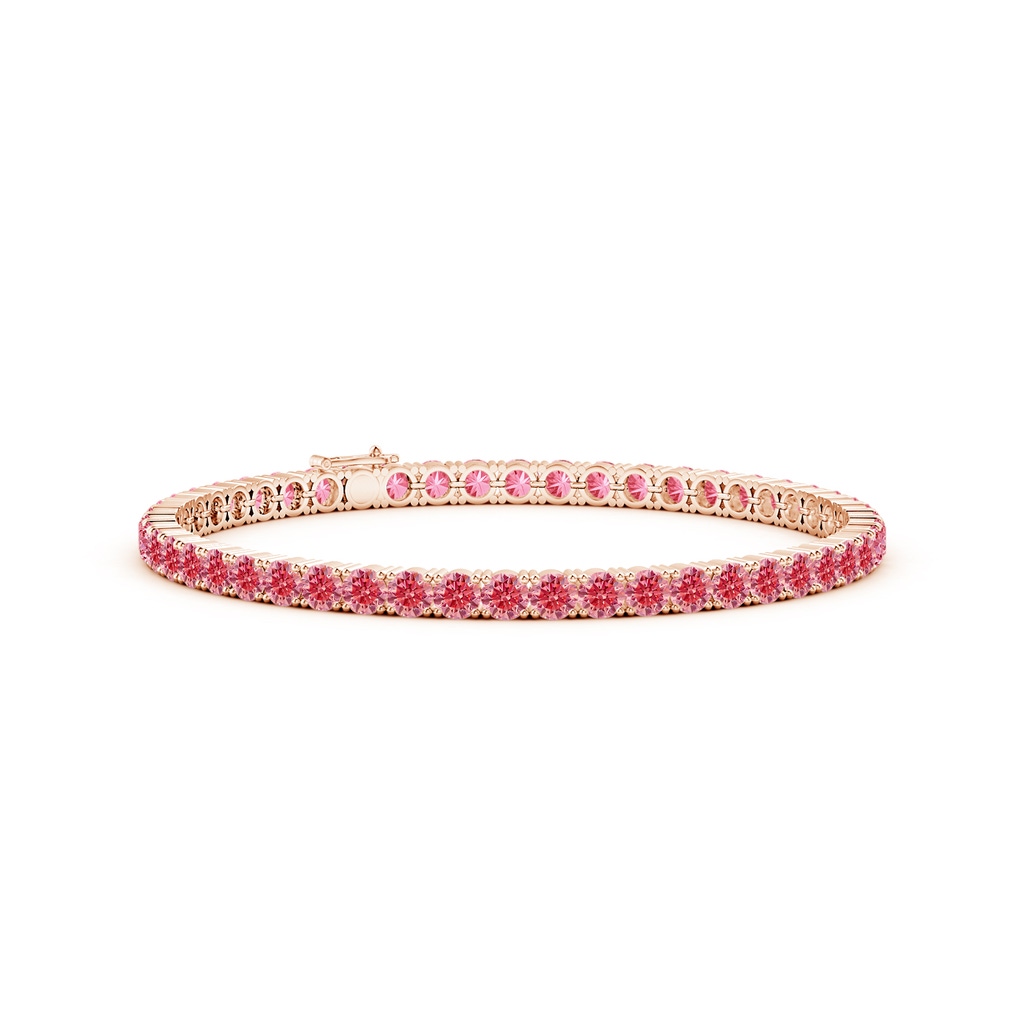 3.5mm AAAA Classic Fancy Intense Pink Diamond Linear Tennis Bracelet in Rose Gold