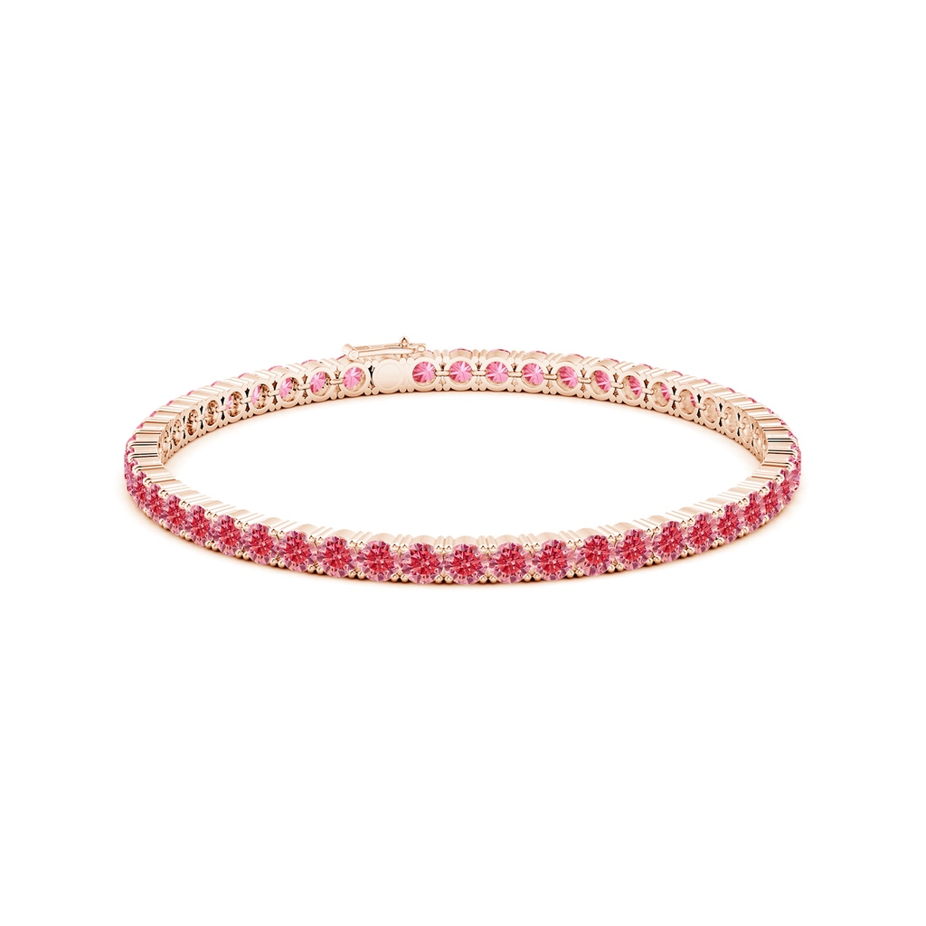 3.5mm AAAA Classic Fancy Intense Pink Diamond Linear Tennis Bracelet in Rose Gold - side 199