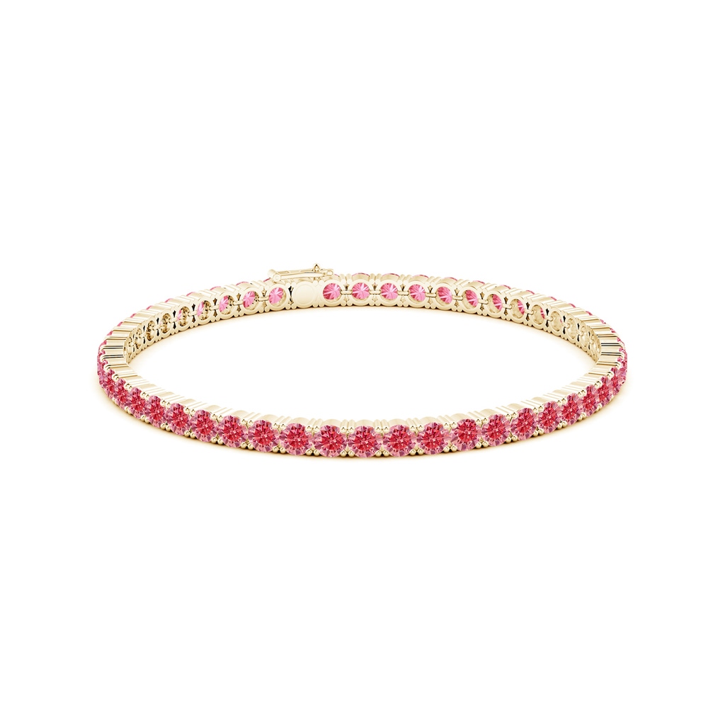 3.5mm AAAA Classic Fancy Intense Pink Diamond Linear Tennis Bracelet in Yellow Gold - side 199