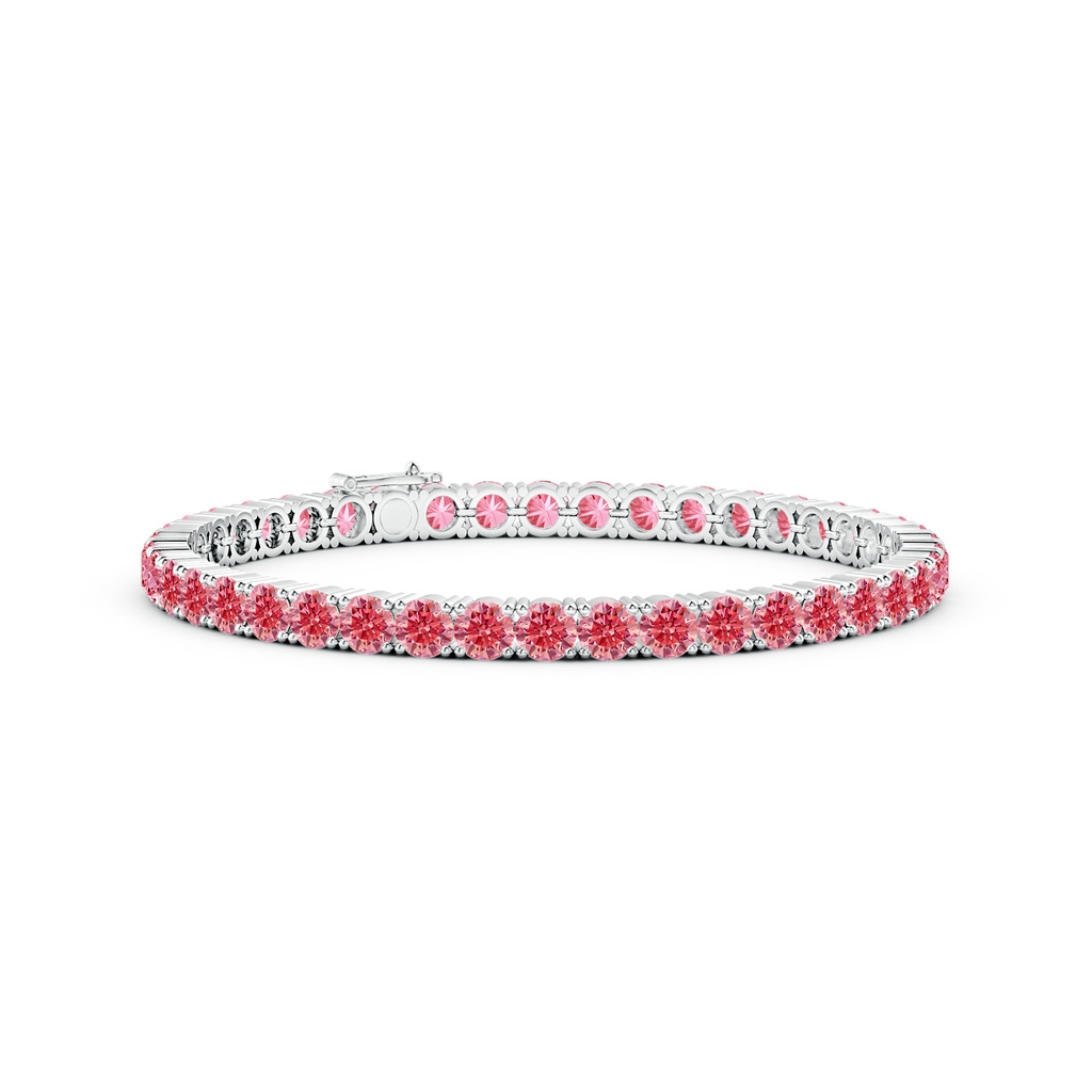 4mm AAAA Classic Fancy Intense Pink Diamond Linear Tennis Bracelet in White Gold