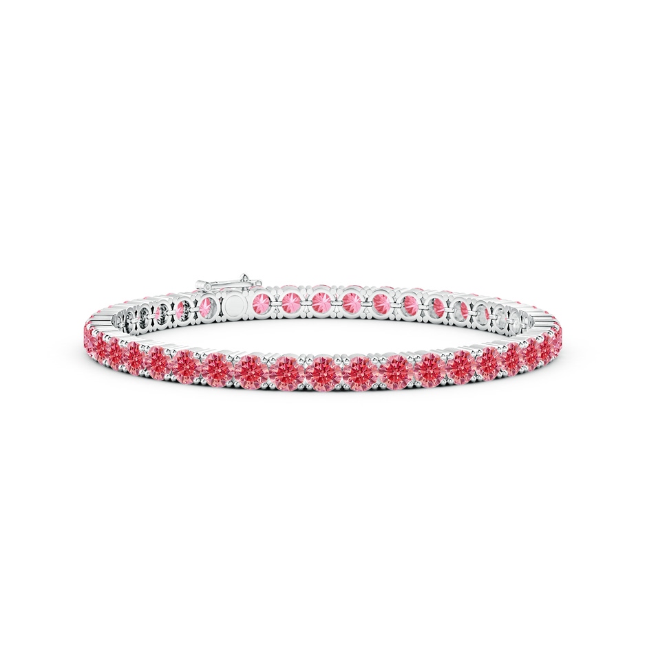 4mm AAAA Classic Fancy Intense Pink Diamond Linear Tennis Bracelet in White Gold 