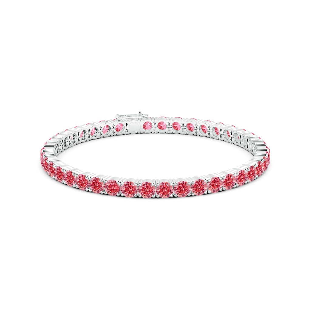 4mm AAAA Classic Fancy Intense Pink Diamond Linear Tennis Bracelet in White Gold - side 199