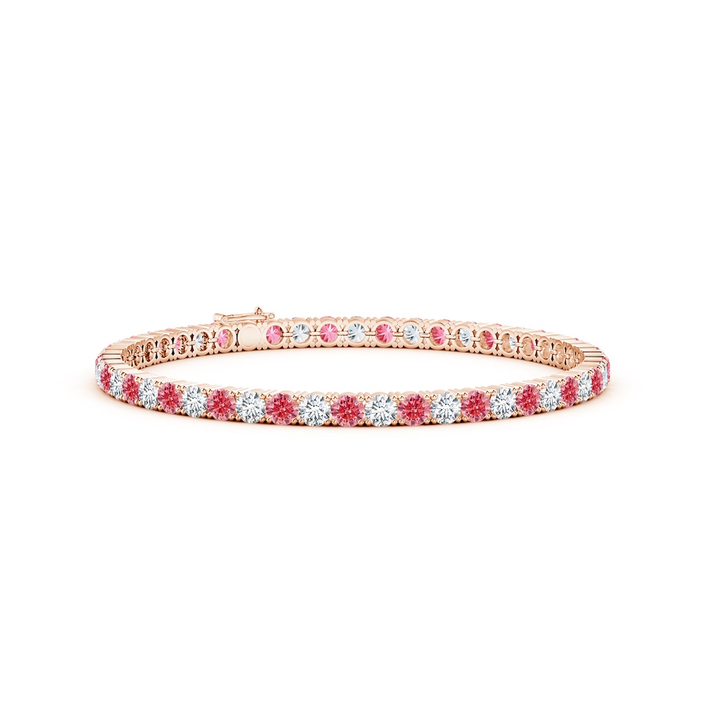 3.5mm AAAA Classic Fancy Intense Pink and White Diamond Linear Tennis Bracelet in Rose Gold