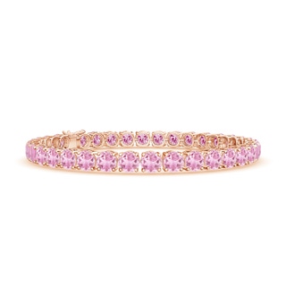 5mm A Classic Pink Tourmaline Linear Tennis Bracelet in Rose Gold
