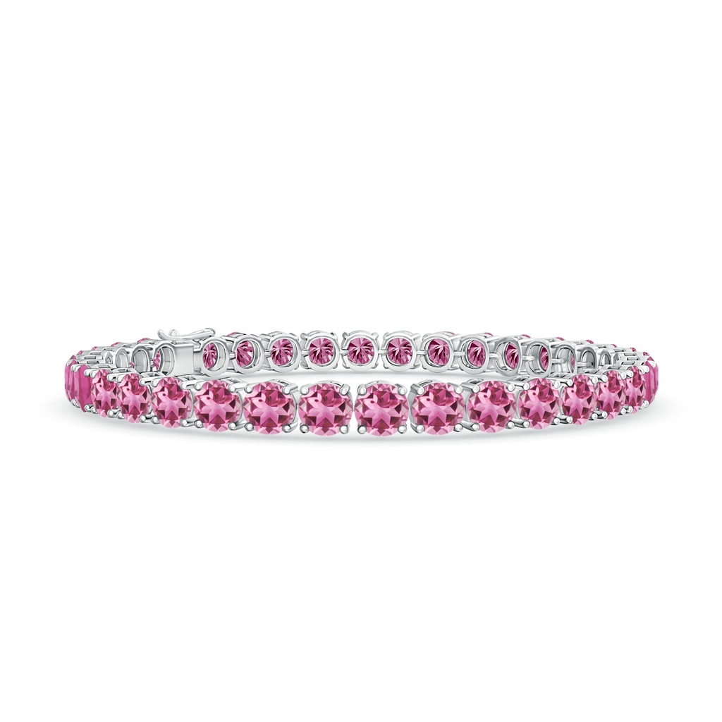 5mm AAA Classic Pink Tourmaline Linear Tennis Bracelet in White Gold